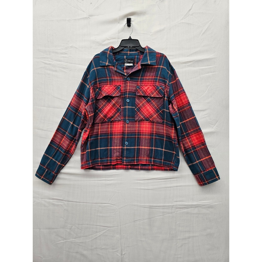 Original Use Mens LS Boxy Flannel Shirt‎ Red Blue Plaid 043 18 8311 Size M NEW